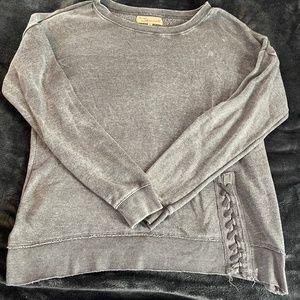 Grey Lace Up Vintage Havana Sweatshirt